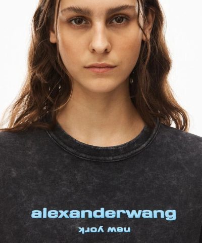 Alexander Wang Printed Acid Wash Cotton Jersey T Shirt 2