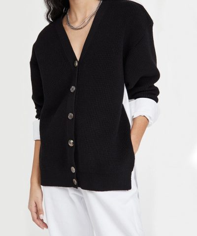 Alexander Wang.t Bi-Layer V Neck Cardigan with Oxford Shirting-20246843