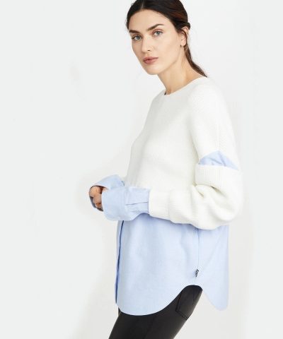 Alternative view of Alexander Wang.t Ribbed Bi Layer Pullover with Oxford Shirt