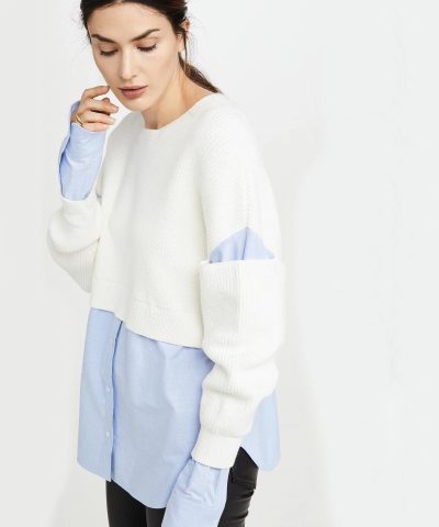 Alexander Wang.t Ribbed Bi Layer Pullover with Oxford Shirt - Image 5
