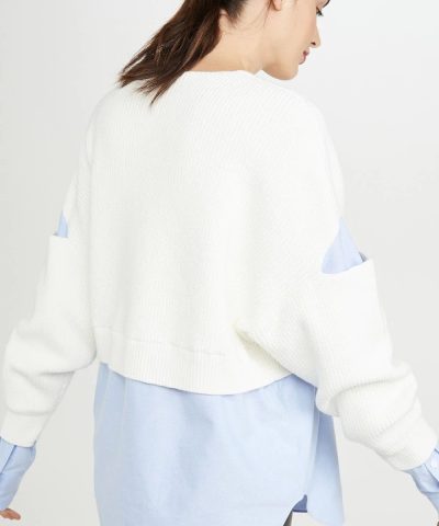 Alexander Wang.t Ribbed Bi Layer Pullover with Oxford Shirt - Image 6