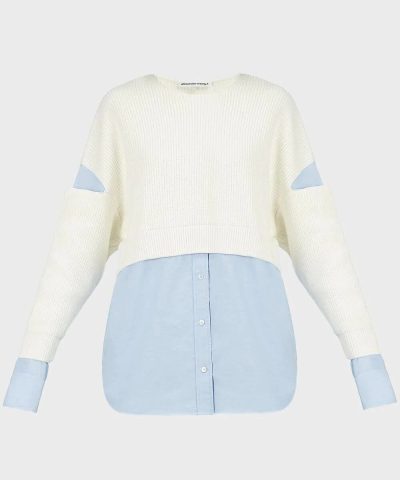 Alexander Wang.t Ribbed Bi Layer Pullover with Oxford Shirt - Image 7