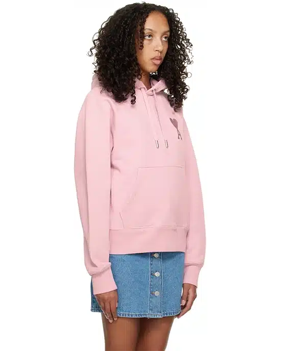 Alternative view of Ami Alexandre Mattiussi Pink Ami de Coeur Hoodie
