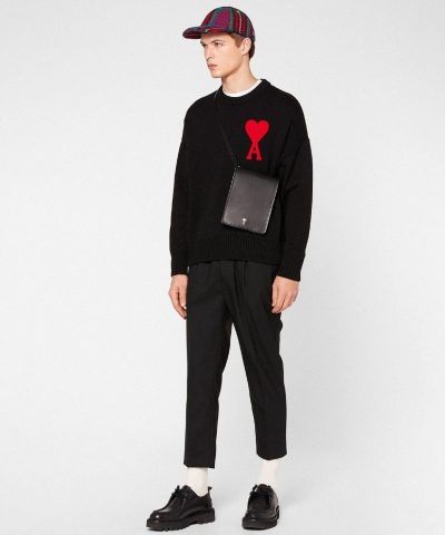 Ami Mens De Coeur Oversize Crewneck Sweater Black 1