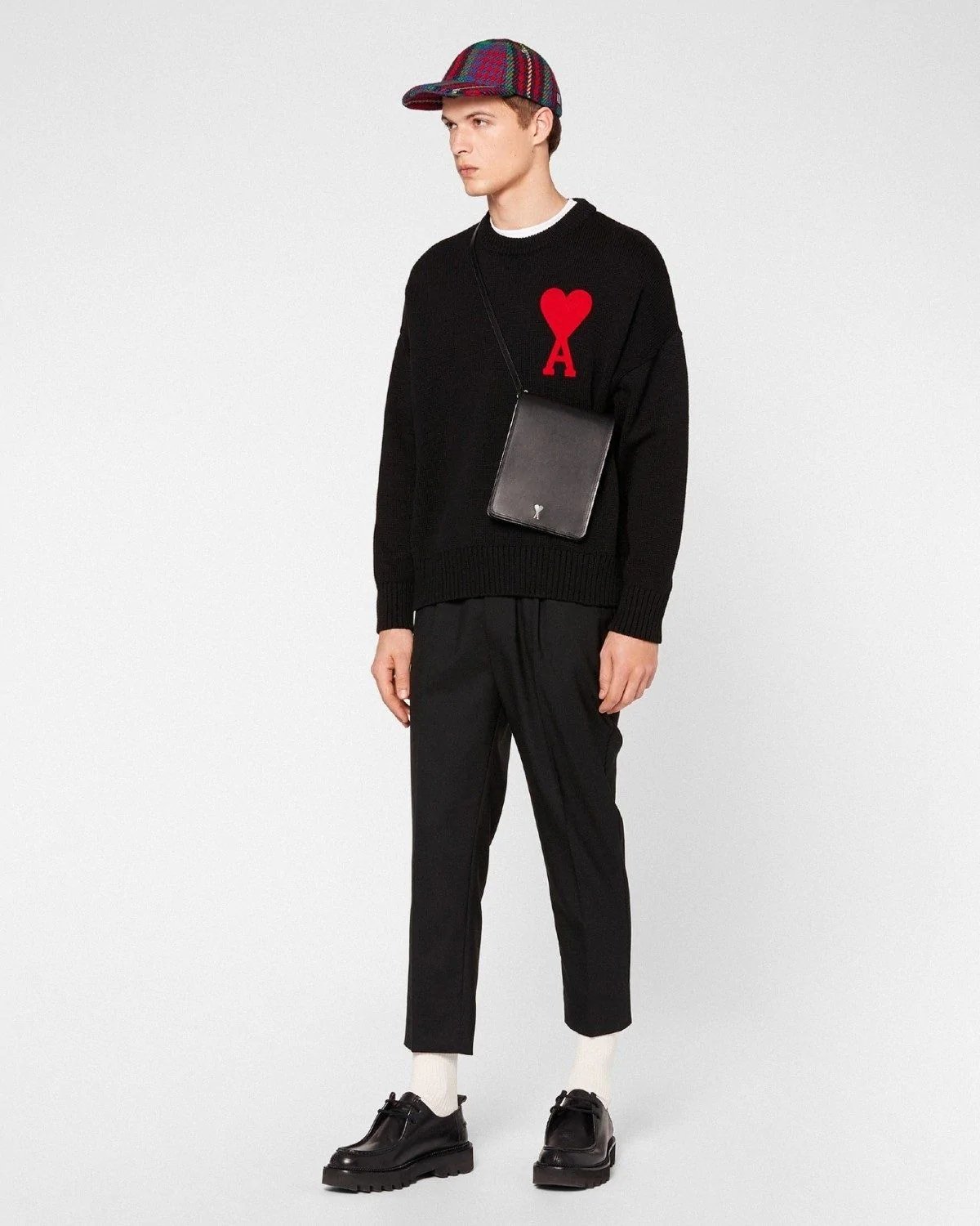 Alternative view of Ami Men's De Coeur Oversize Crewneck Sweater, Black
