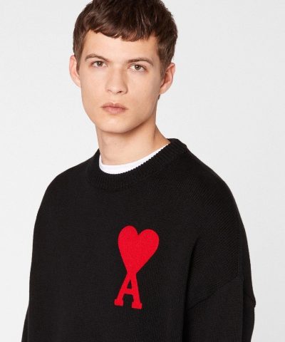 Ami Mens De Coeur Oversize Crewneck Sweater Black 5