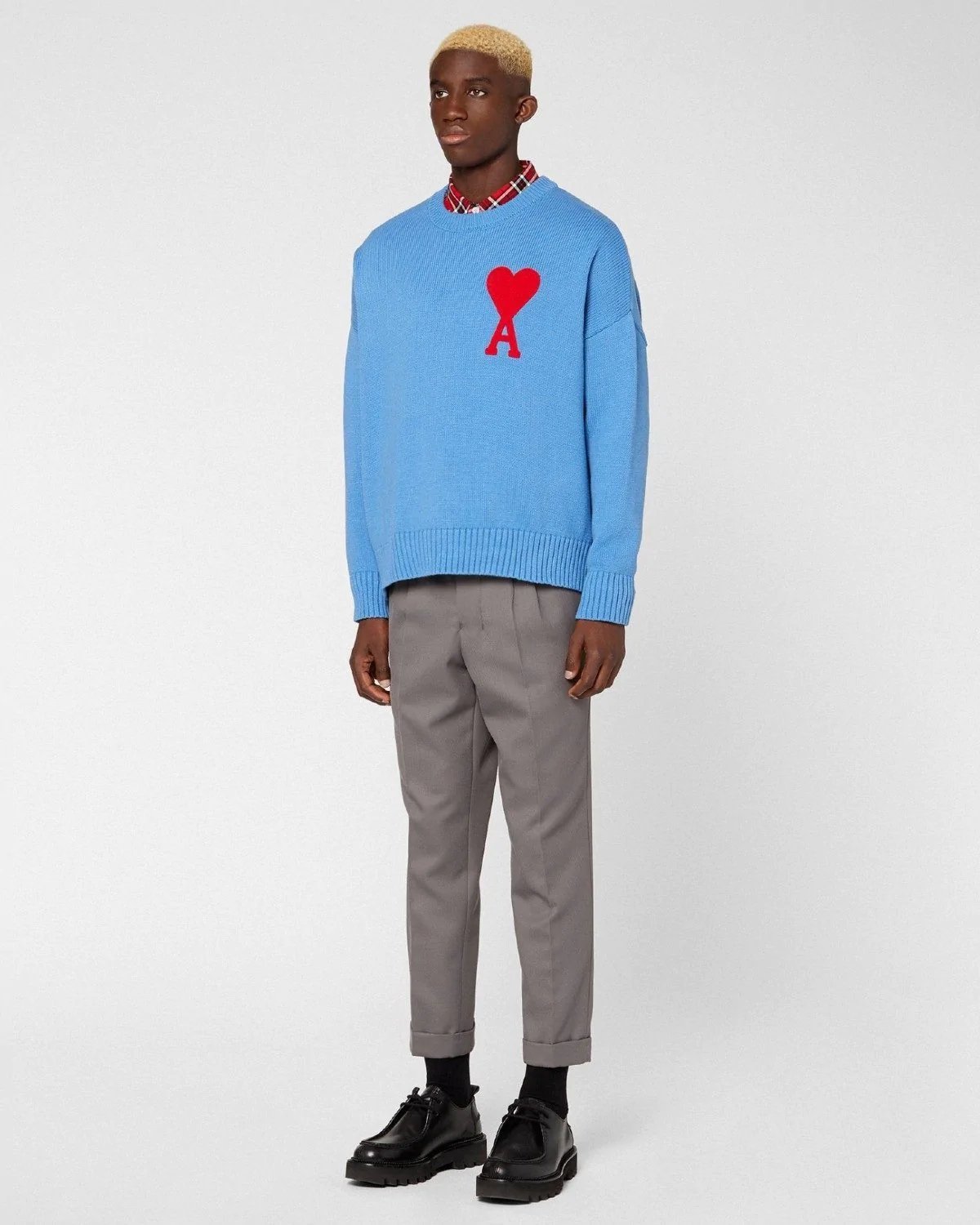 Alternative view of Ami Men's De Coeur Oversize Crewneck Sweater, Blue