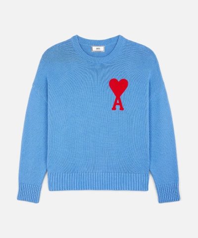 Ami Mens De Coeur Oversize Crewneck Sweater Blue 2