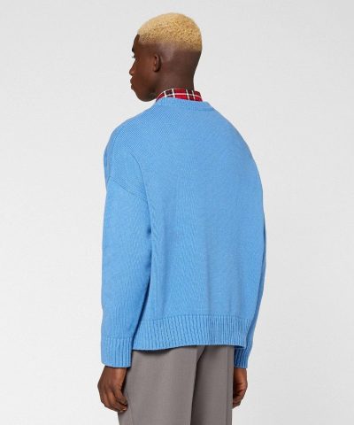 Ami Mens De Coeur Oversize Crewneck Sweater Blue 4