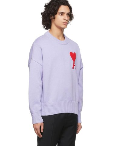 Ami Mens De Coeur Oversize Crewneck Sweater Purple 1