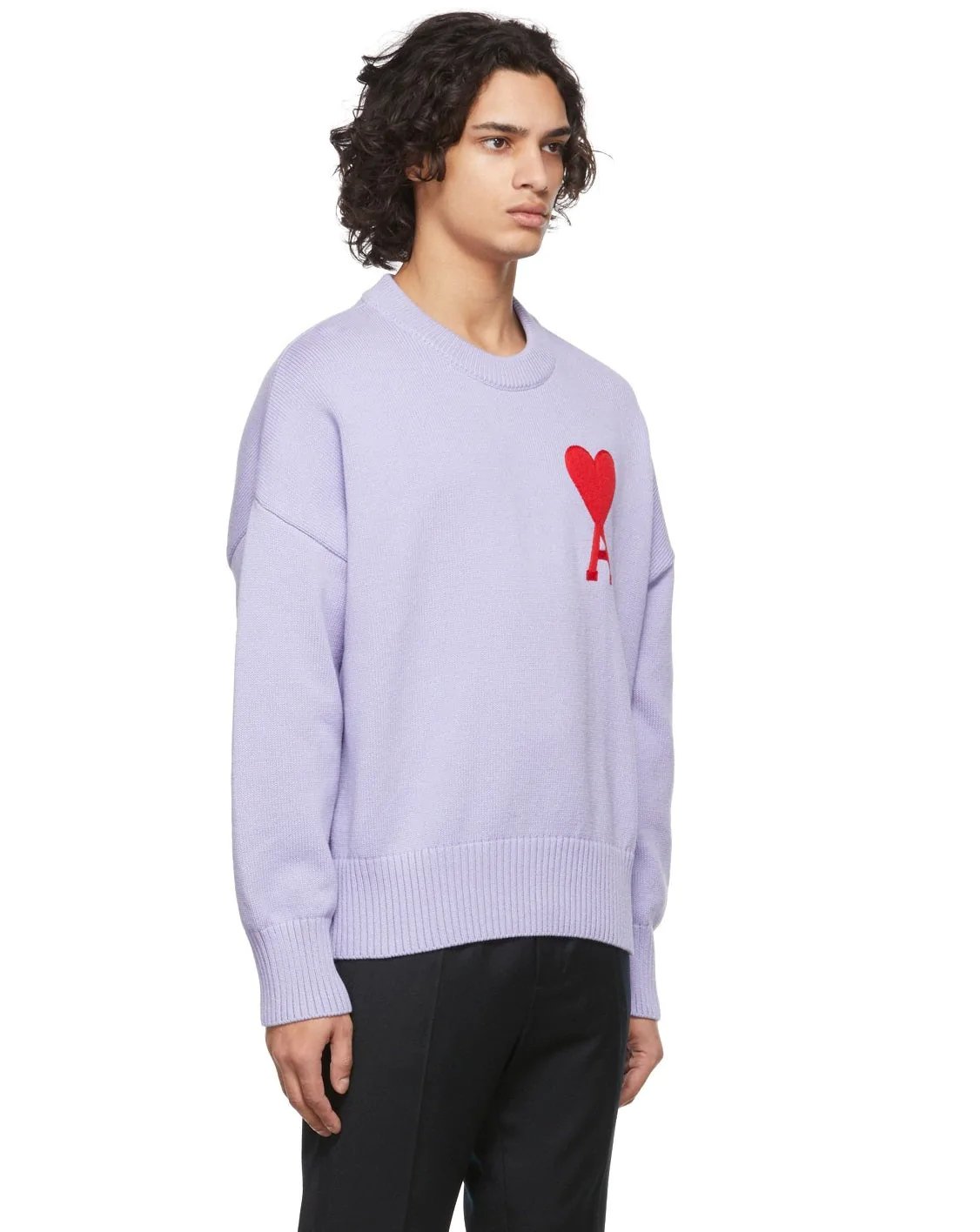 Alternative view of Ami Men's De Coeur Oversize Crewneck Sweater, Purple