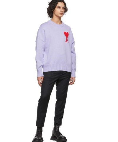 Ami Mens De Coeur Oversize Crewneck Sweater Purple 3