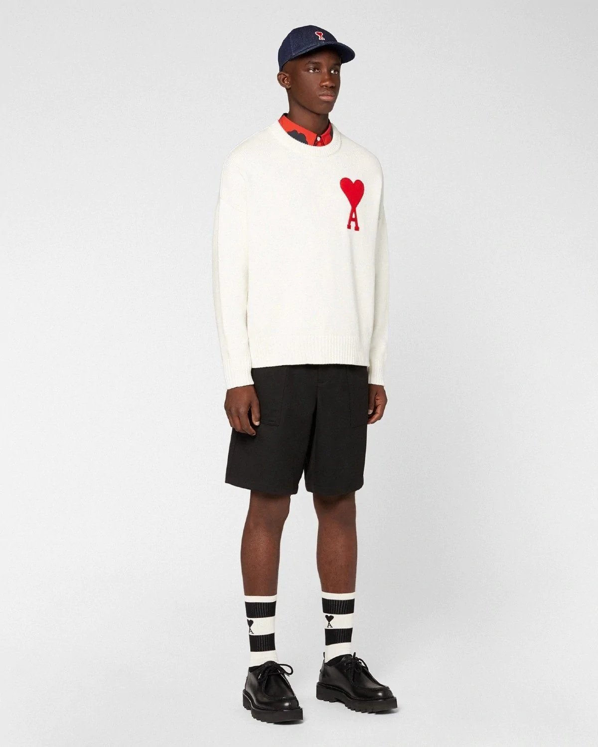 Alternative view of Ami Men's De Coeur Oversize Crewneck Sweater, White
