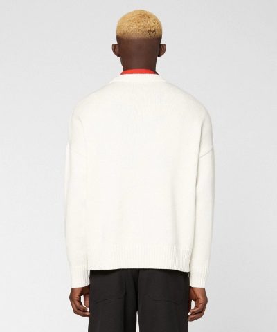 Ami Mens De Coeur Oversize Crewneck Sweater White 2