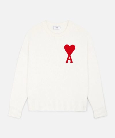 Ami Mens De Coeur Oversize Crewneck Sweater White 3