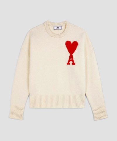Ami Oversize Ami de Coeur Sweater In White - Image 4