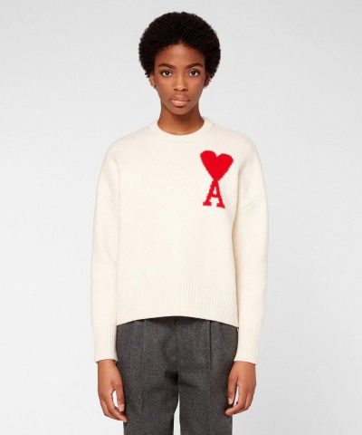 Ami Oversize Ami de Coeur Sweater In White-20294560
