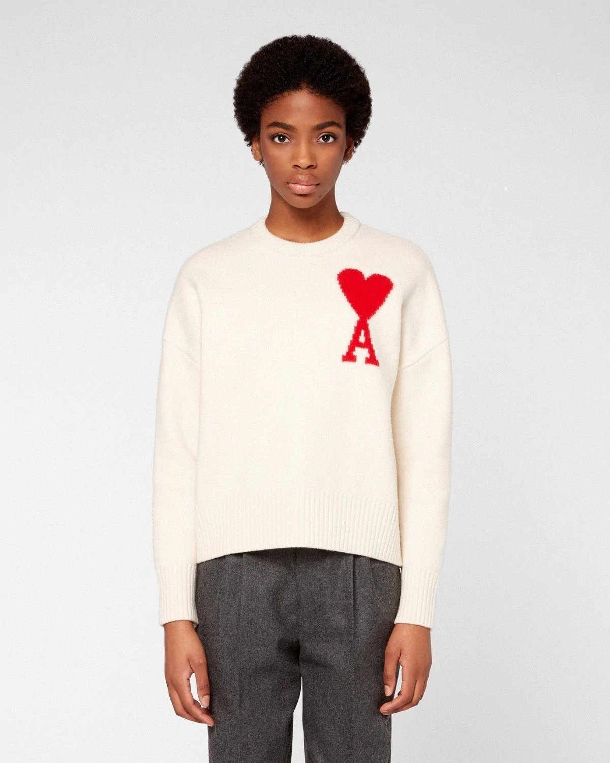 Ami Oversize Ami de Coeur Sweater In White-20294560