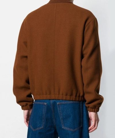 Ami Paris Ami De Coeur Bomber Jacket, Brown - Image 4