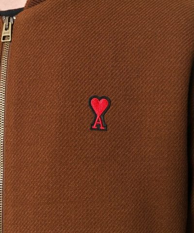 Ami Paris Ami De Coeur Bomber Jacket, Brown - Image 5