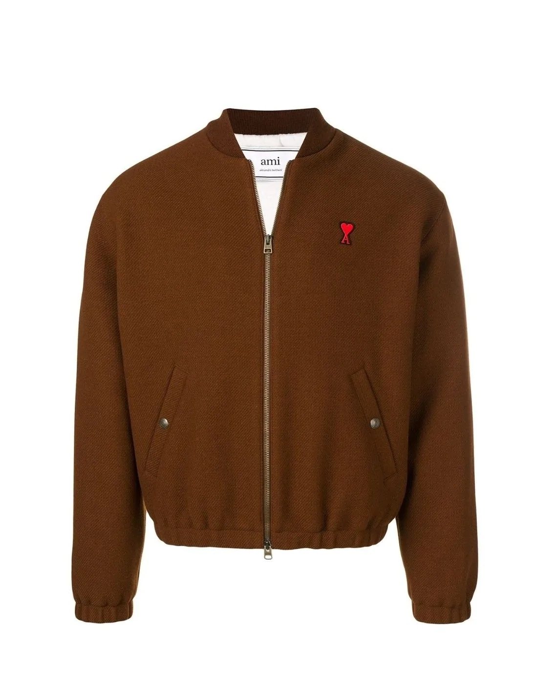 Ami Paris Ami De Coeur Bomber Jacket, Brown-20259212