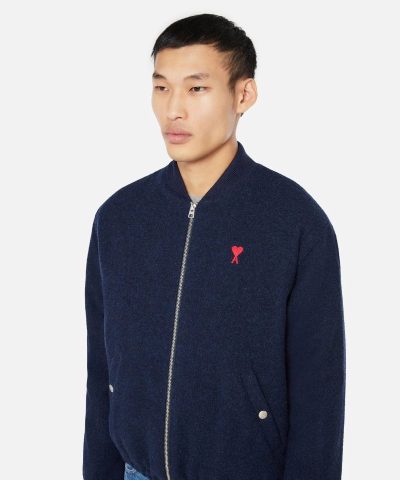 Alternative view of Ami Paris Ami De Coeur Bomber Jacket, Navy