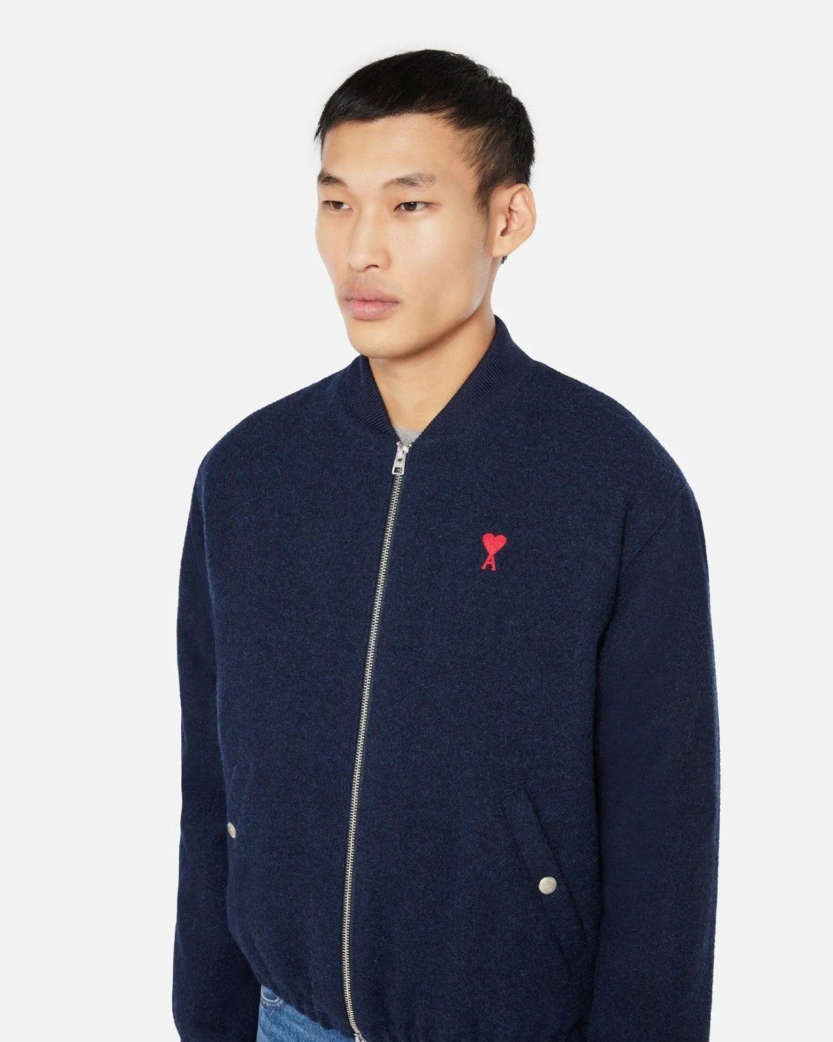 Alternative view of Ami Paris Ami De Coeur Bomber Jacket, Navy