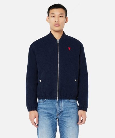Ami Paris Ami De Coeur Bomber Jacket, Navy-20259223