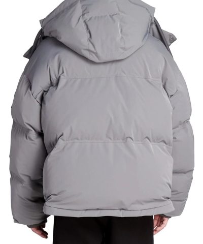 Ami Paris Mens Grey Hooded Down Jacket 4