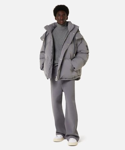 Ami Paris Mens Grey Hooded Down Jacket 5