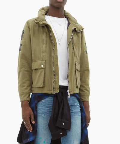 Amiri Military Cotton Canvas Jacket With Leather Patches 4