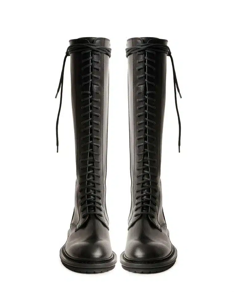 Alternative view of Ann Demeulemeester Knee Combat Boots Tucson Nero