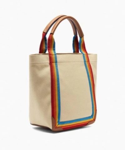 Anya Hindmarch Pont Small Stripe Trimmed Canvas Tote Bag 1