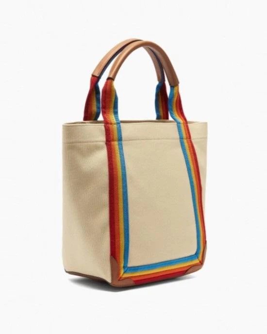Alternative view of Anya Hindmarch Pont Small Stripe-Trimmed Canvas Tote Bag