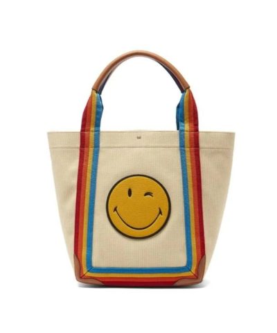 Anya Hindmarch Pont Small Stripe-Trimmed Canvas Tote Bag-20257287