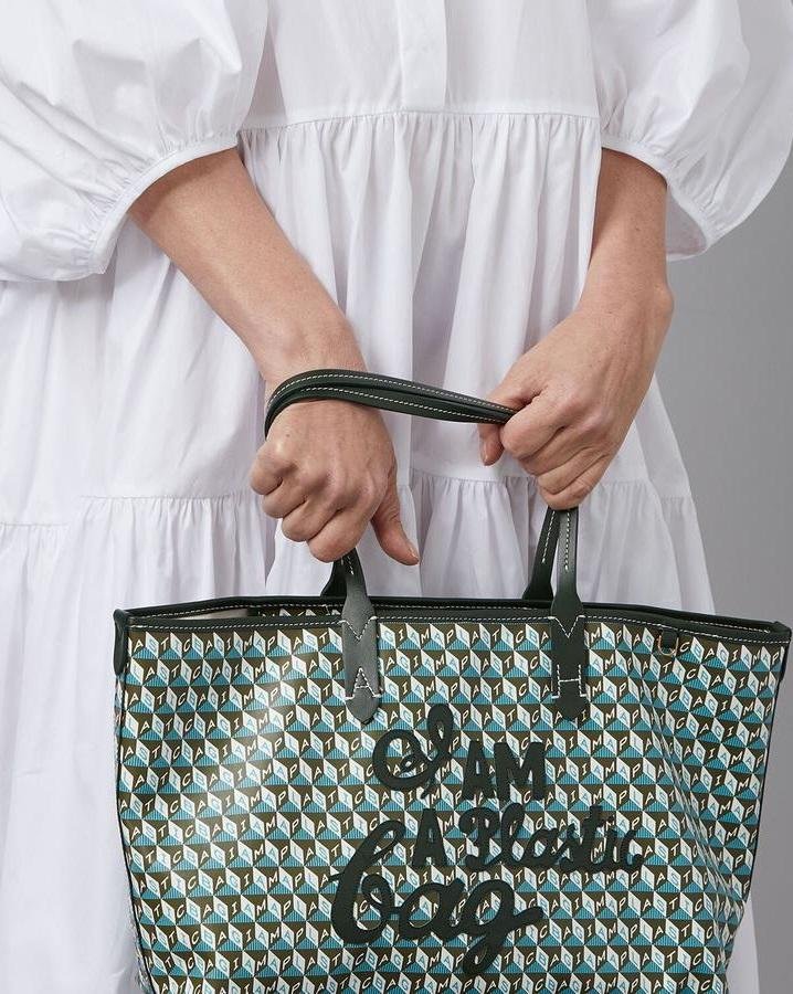 Alternative view of Anya Hindmarch Recycled Canvas Tote Bag, Pine Green