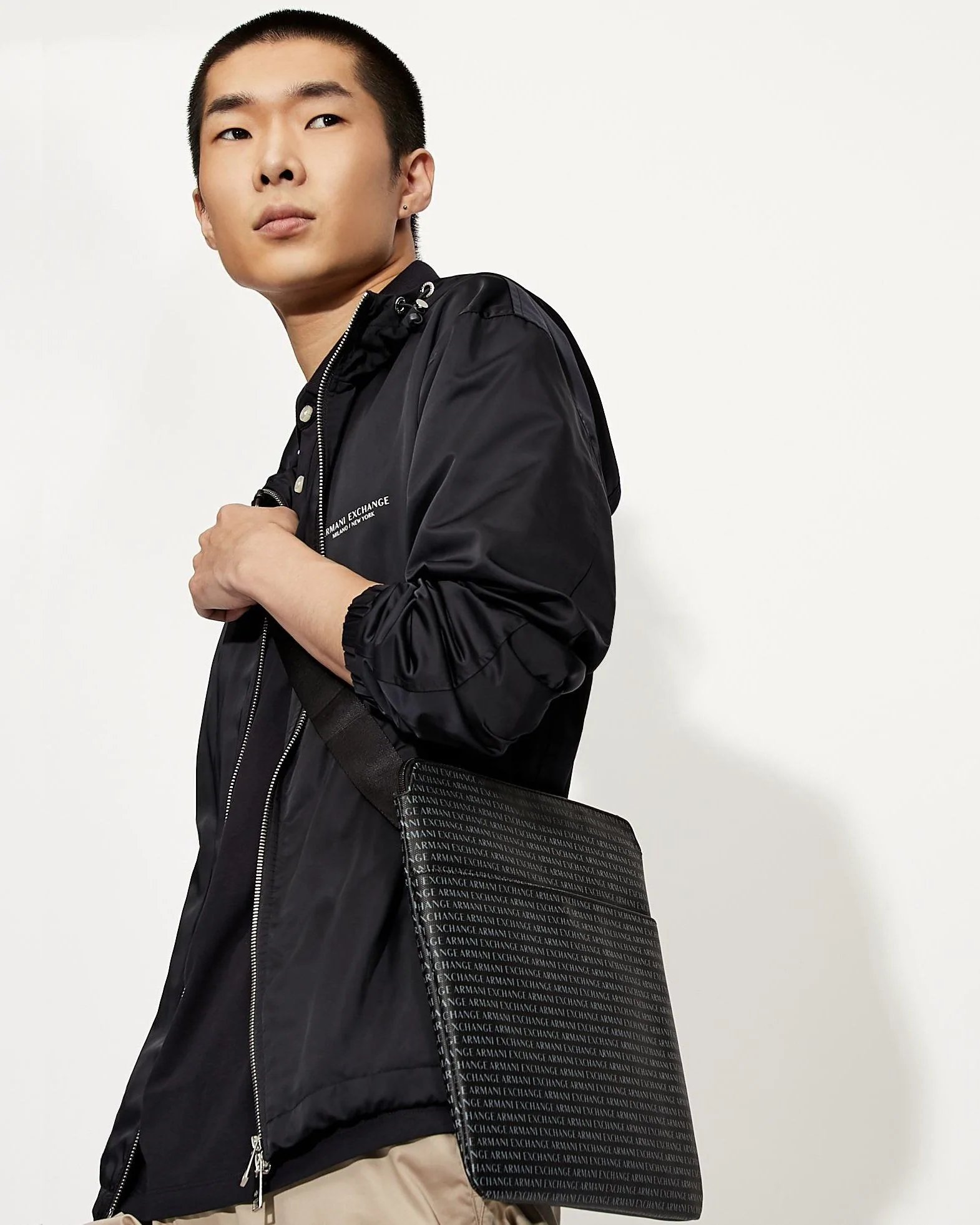 Alternative view of Armani Exchange Graffiti Logo Fabric Shoulder Bag