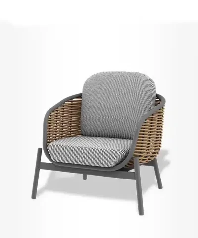 Artie Wicker Outdoor Patio Conversation Set with Charcoal Cushions 1