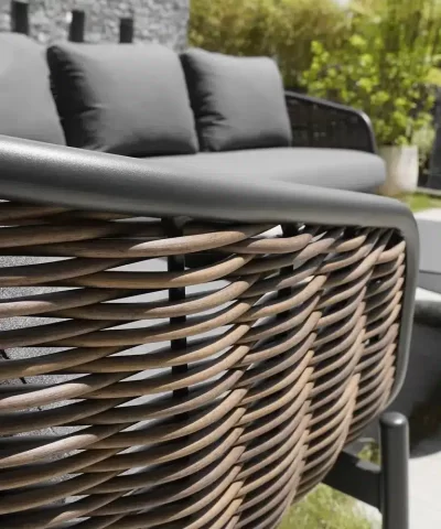 Artie Wicker Outdoor Patio Conversation Set with Charcoal Cushions 4