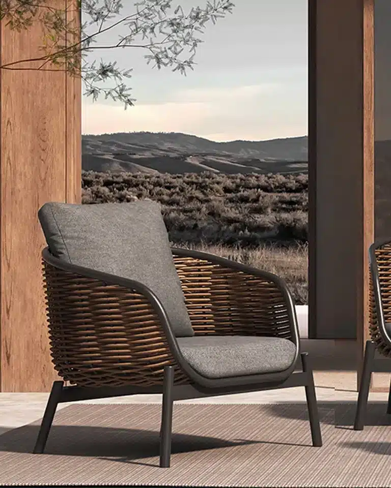 Artie Wicker Outdoor Patio Conversation Set with Charcoal Cushions-20291653