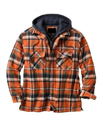 Asstseries Cotton Plaid Long sleeved Hooded Shirt Jacket 1