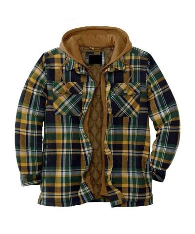 Asstseries Cotton Plaid Long-sleeved Hooded Shirt Jacket-20250983