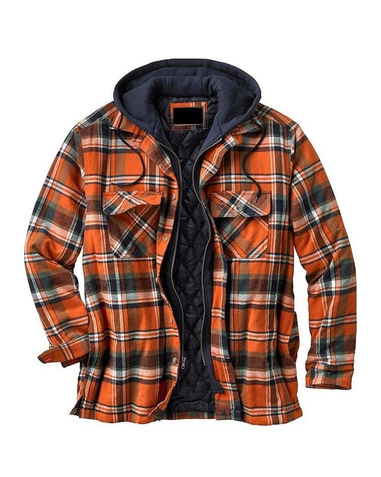 Asstseries Cotton Plaid Long-sleeved Hooded Shirt Jacket-20250968