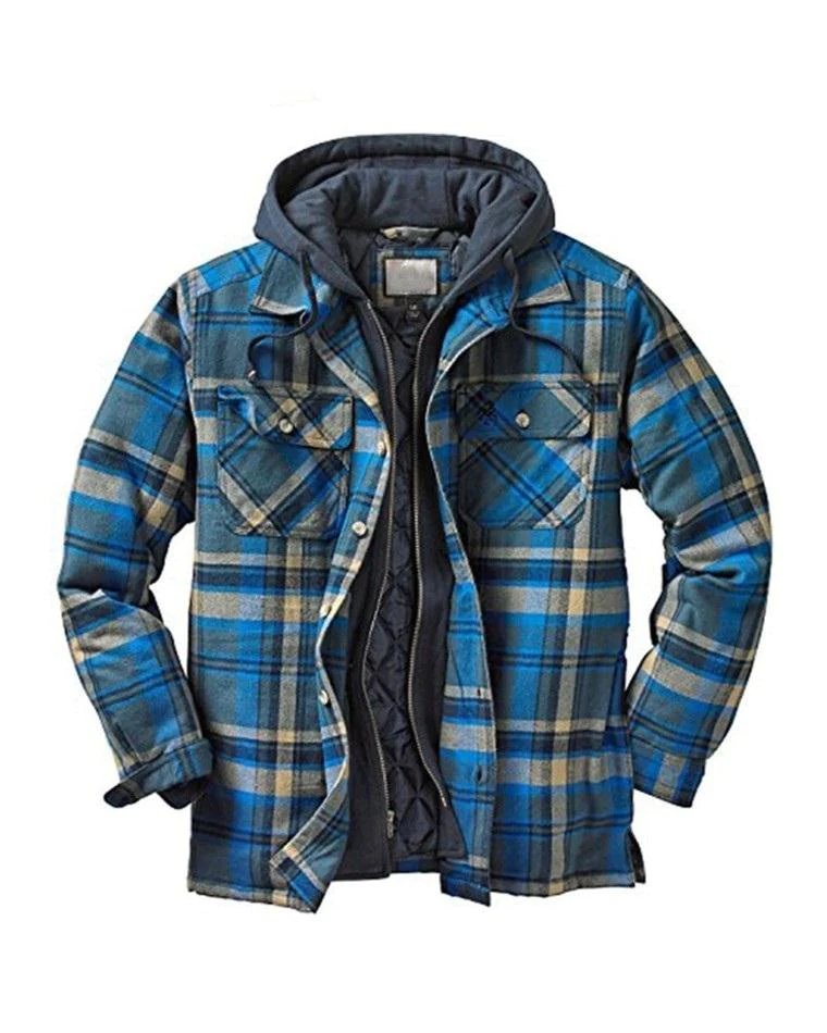 Alternative view of Asstseries Multicolor Cotton Plaid Hooded Shirt Jacket