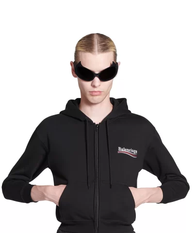 Balenciaga Men's Political Campaign Shrunk Zip-Up Hoodie - Image 5