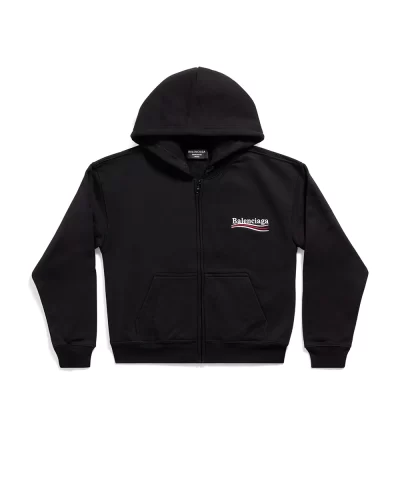 Balenciaga Men's Political Campaign Shrunk Zip-Up Hoodie-20317351