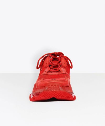 Balenciaga Mens Triple S Clear Sole Sneaker In Red 1