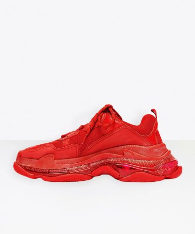 Balenciaga Mens Triple S Clear Sole Sneaker In Red 2