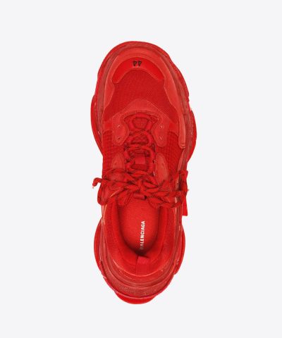 Balenciaga Mens Triple S Clear Sole Sneaker In Red 3