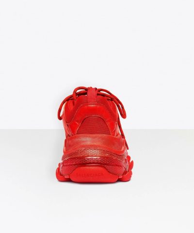 Balenciaga Mens Triple S Clear Sole Sneaker In Red 4